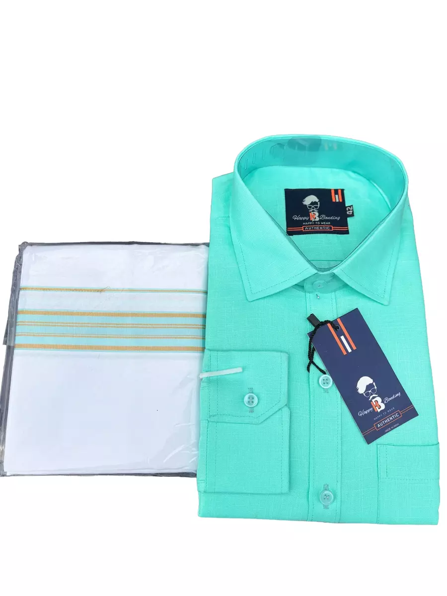 HALF SLEEVE HAPPY SHIRT & DHOTIES COMBO GREEN